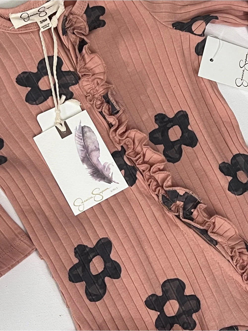 NWT Jessica Simpson Baby Floral Footie & Headband Set 3–6M